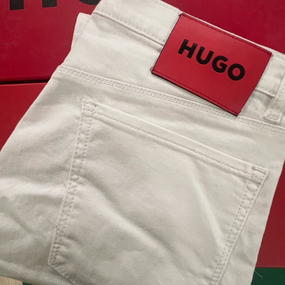 Hugo slim fit white jeans.